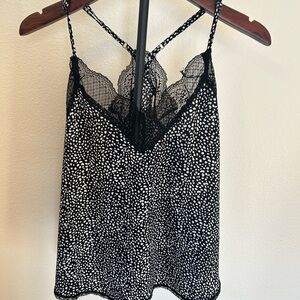 By Together Black and White Lace Detail Top